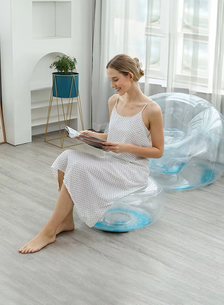 WALALLA 2 Pack Foldable Portable Inflatable Bean Bag Chair, Lazy Sofa, Clear Inflatable Couch, Inflatable Sofa, Luxurious Inflatable Seat, Air Furniture Set with Footrest, Air Pump for Indoor, outdoor - Image 2